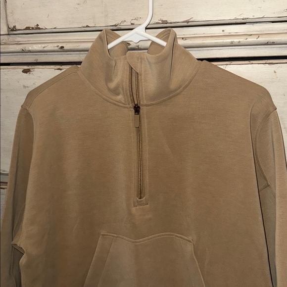 Lululemon Softstreme Perfectly Oversized Cropped Half Zip Tan Size 10 - Picture 2 of 4